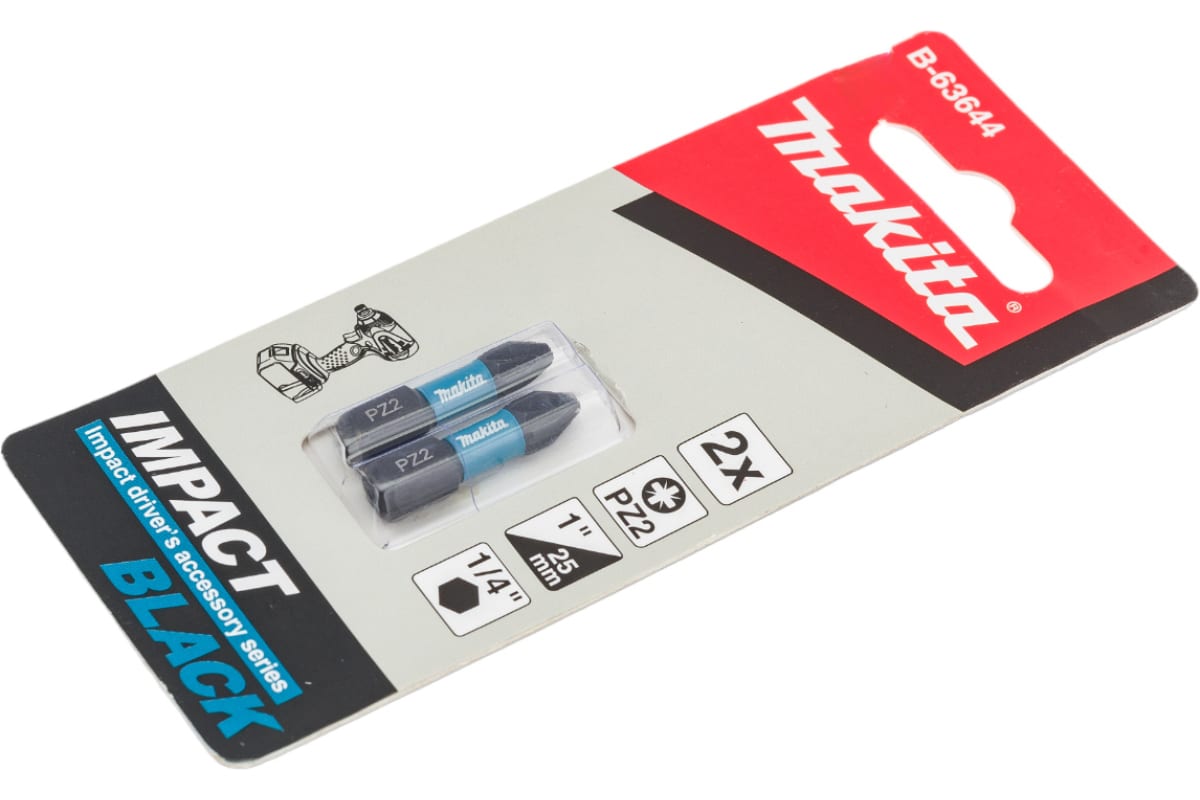 Бит PZ2 25мм Makita 2шт B-63644 (2 в уп)