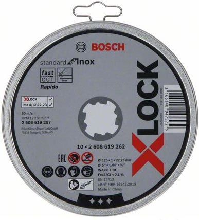 Круг отрез. нерж. 125х1 St.INOX  X-LOCK BOSCH 2608619267