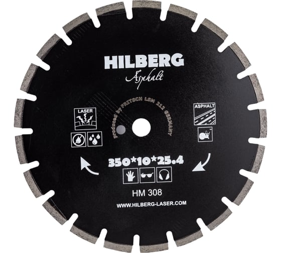 Алм. диск 350*25.4 Hilberg Hard Materials Лазер асфальт HM308