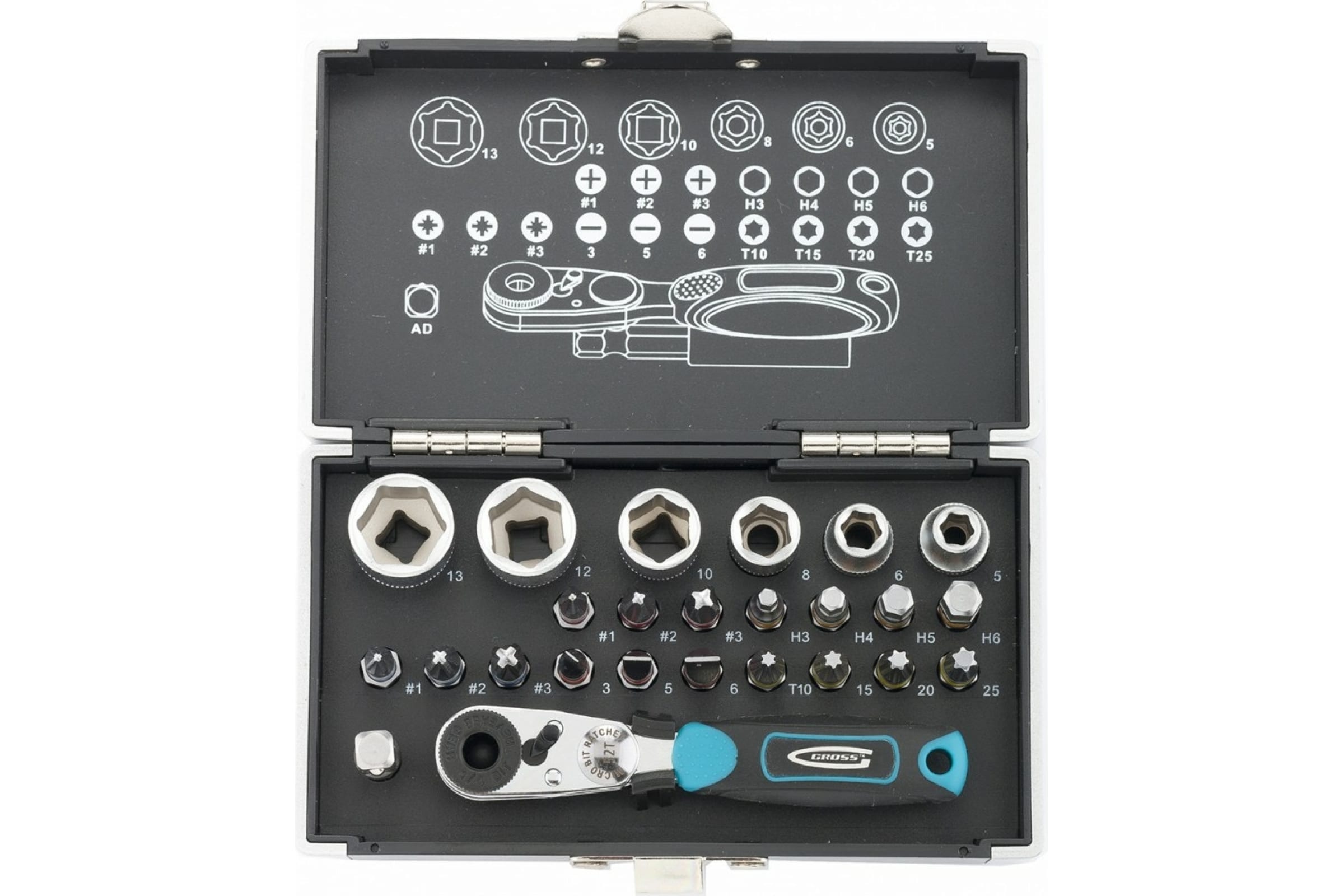 Набор бит и торц.гол.  Gross 26пр. 1/4" 11361