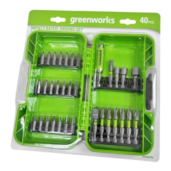 Набор бит, торц.гол. и адаптеров 40 предм. GreenWorks 2944207