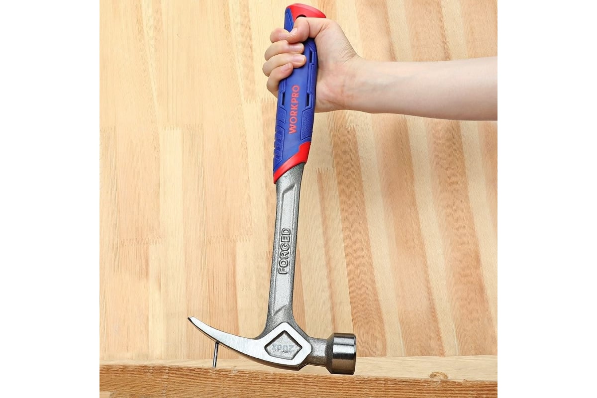 Молоток-гвоздодер Workpro 560гр цельнометал. WP241015
