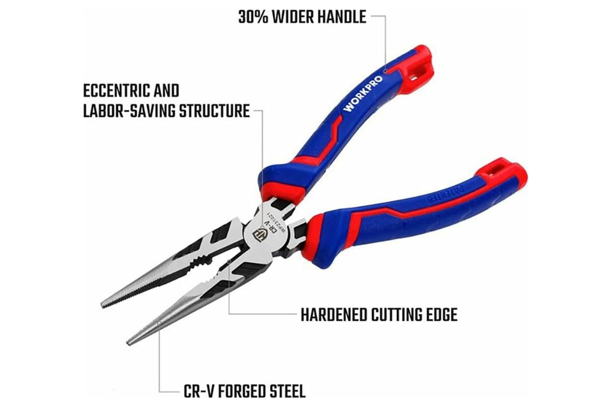 Длинногубцы Workpro CR-V 160мм 6" WP231020