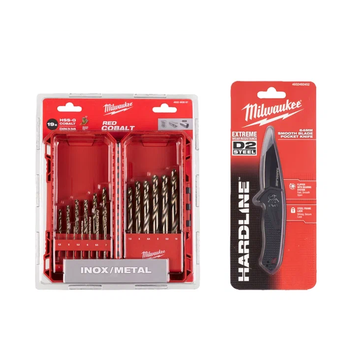 Набор зимний № 7 Сверла мет 19пр + Нож 64мм Milwaukee (4932493867+4932492452)