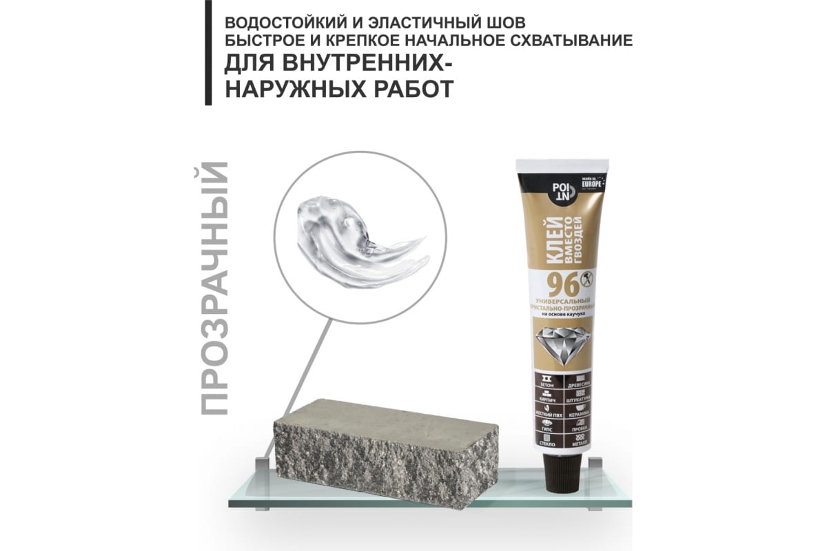 Клей POINT 96 80мл кристально-прозрач. 03-1-0-196