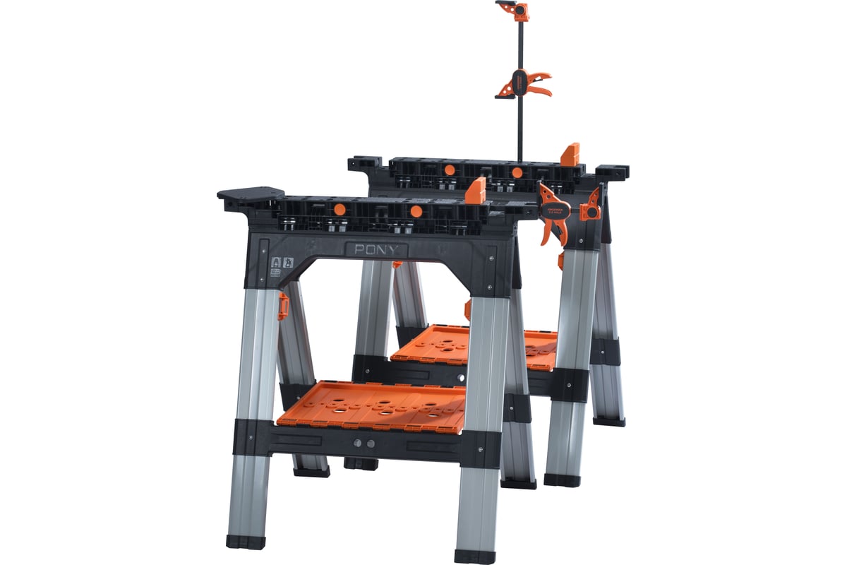 Козлы с зажимами 2 шт+2струбцины Pony Jorgensen 60400