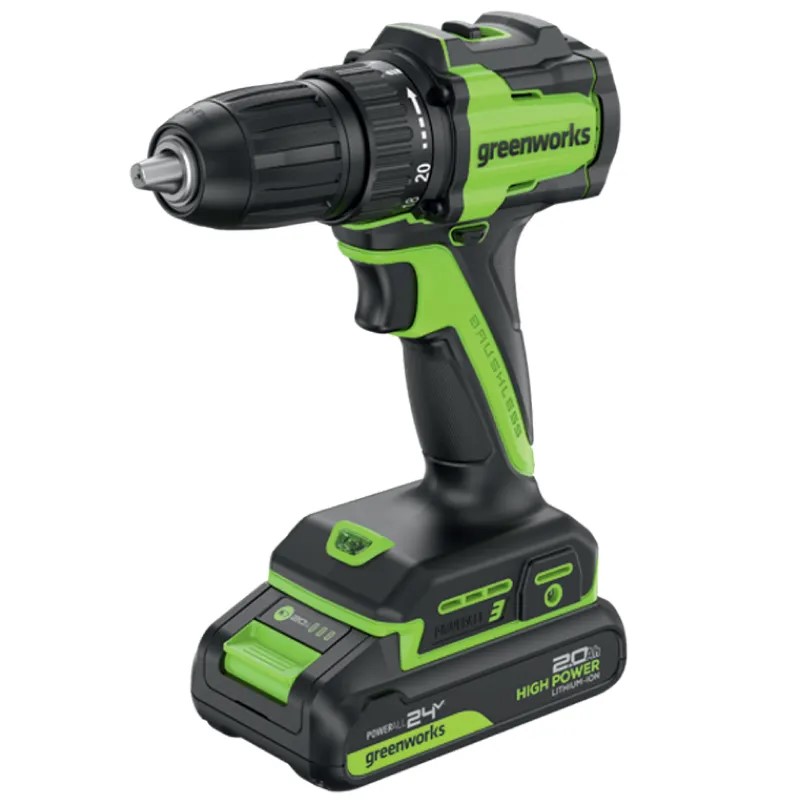 Дрель акк. GreenWorks DD345 24V, 2х2Ач и З/У бесщеточ. 3708307CUC