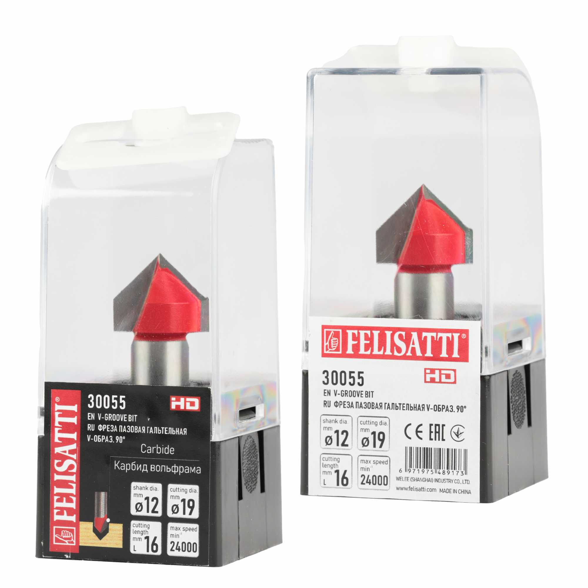 Фреза паз. гальтель. V-образ. 19, 90°, хв. 12мм Felisatti art.30055