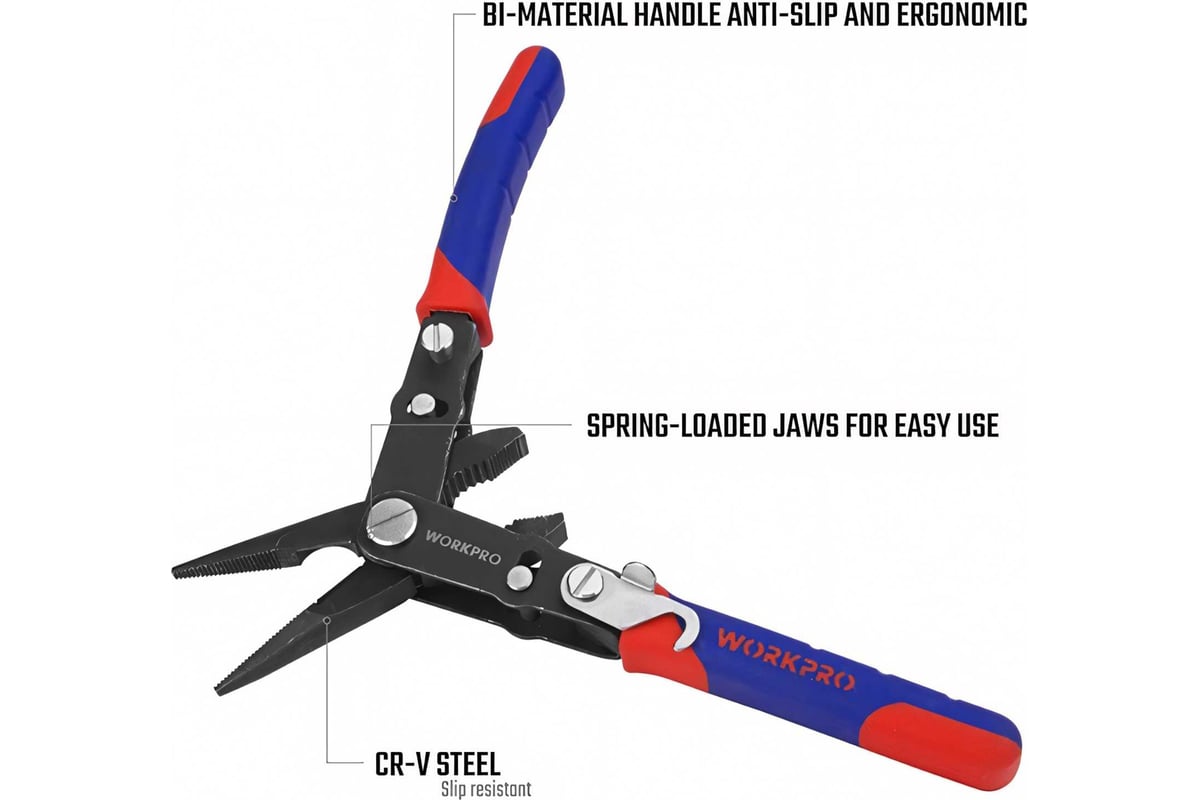 Плоскогубцы Workpro 2-В-1 200 мм 8" WP231084