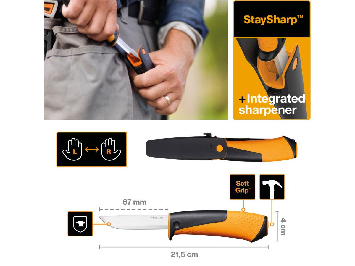 Нож универс. с точилкой Fiskars 1023618
