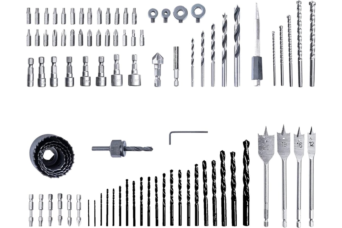 Набор бит, сверл и коронок 90 предм. GreenWorks 2944607