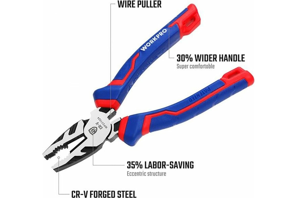 Плоскогубцы Workpro CR-V 160мм 6" комб. WP231024 