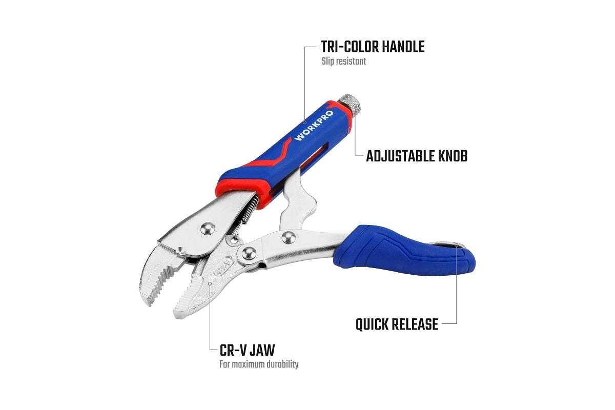 Клещи Workpro CR-V 250мм 10" зажимн. WP231074