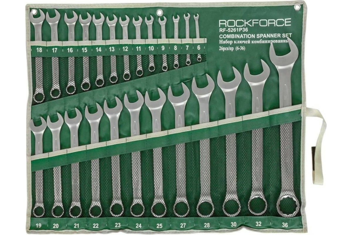 Набор ключ/комб. 26пр. на полотне ROCKFORCE RF-5261P