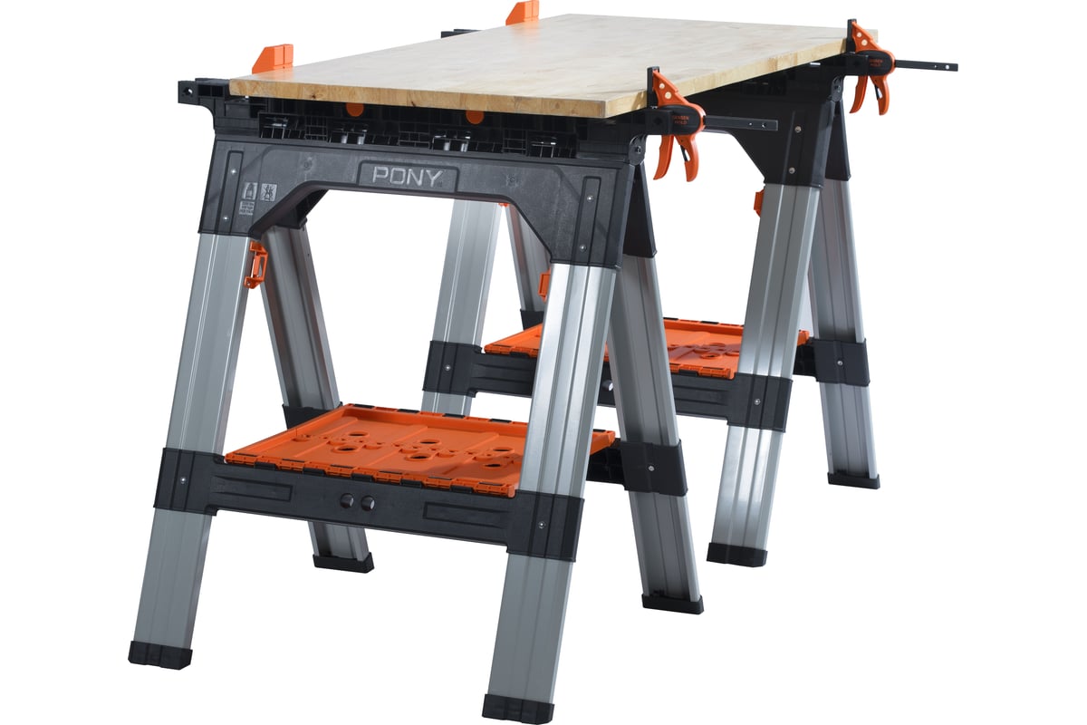 Козлы с зажимами 2 шт+2струбцины Pony Jorgensen 60400