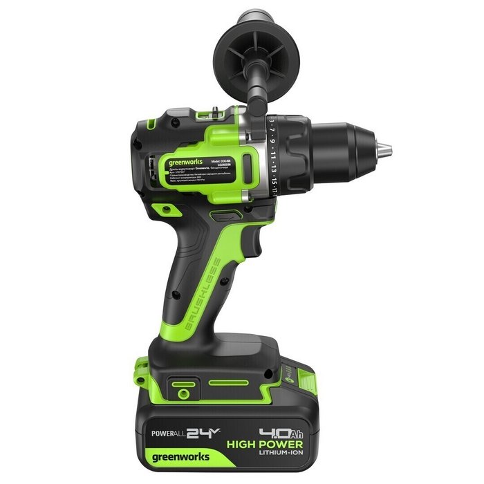 Дрель акк. GreenWorks GD24DD90 24V, 4Ач и З/У бесщеточ. 3707507CUB