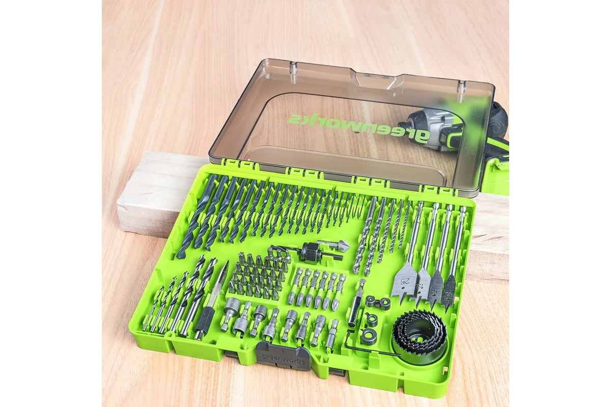 Набор бит, сверл и коронок 90 предм. GreenWorks 2944607