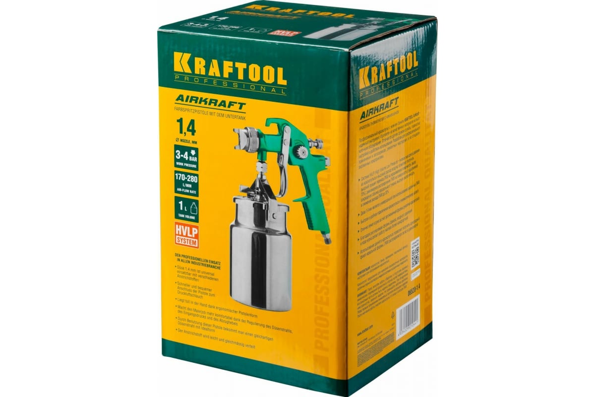 Краскопульт HVLP AirKraft 1.4мм KRAFTOOL 06520-1.4