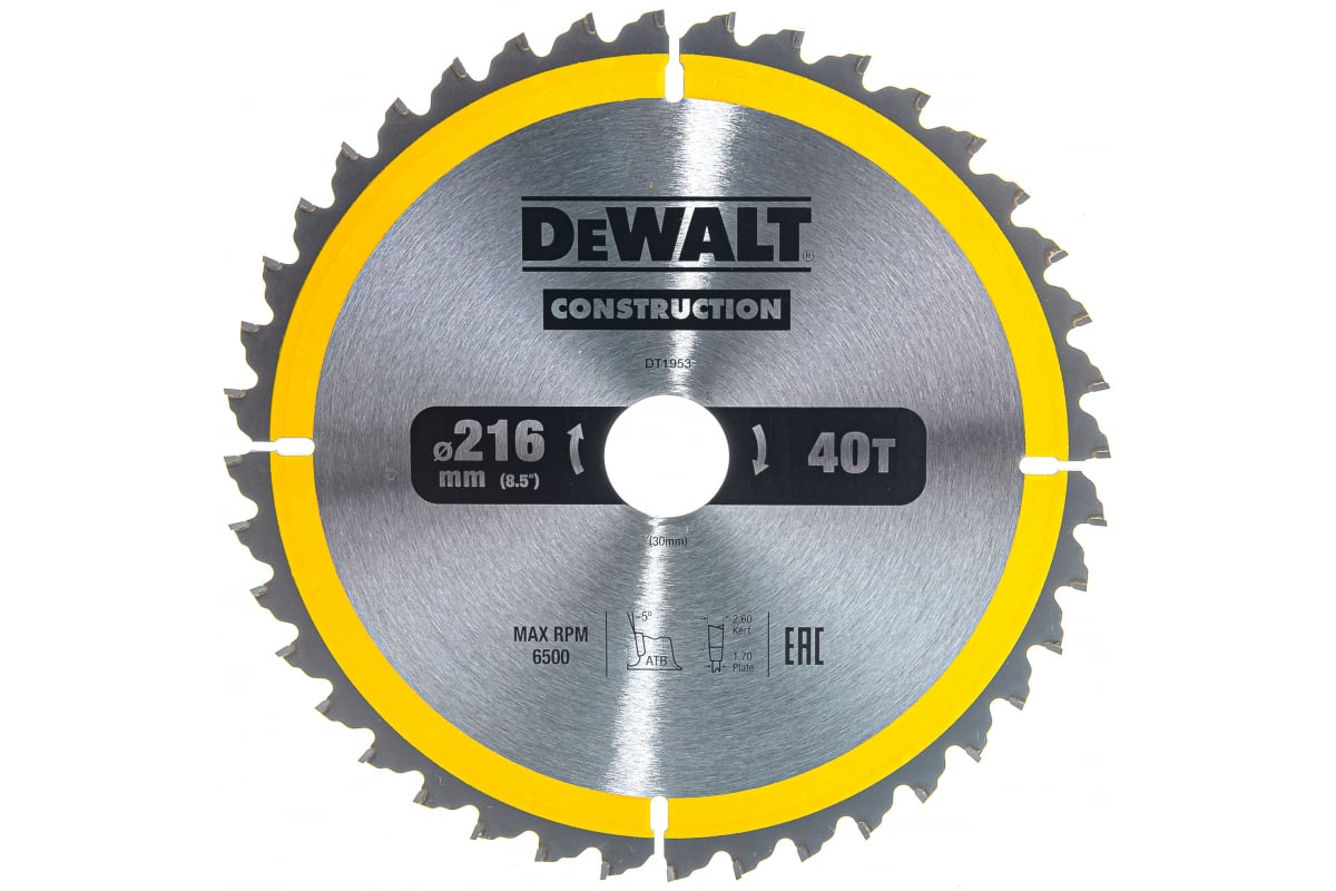 Диск/пил 216х30 40z Construct. DT1953 DeWALT