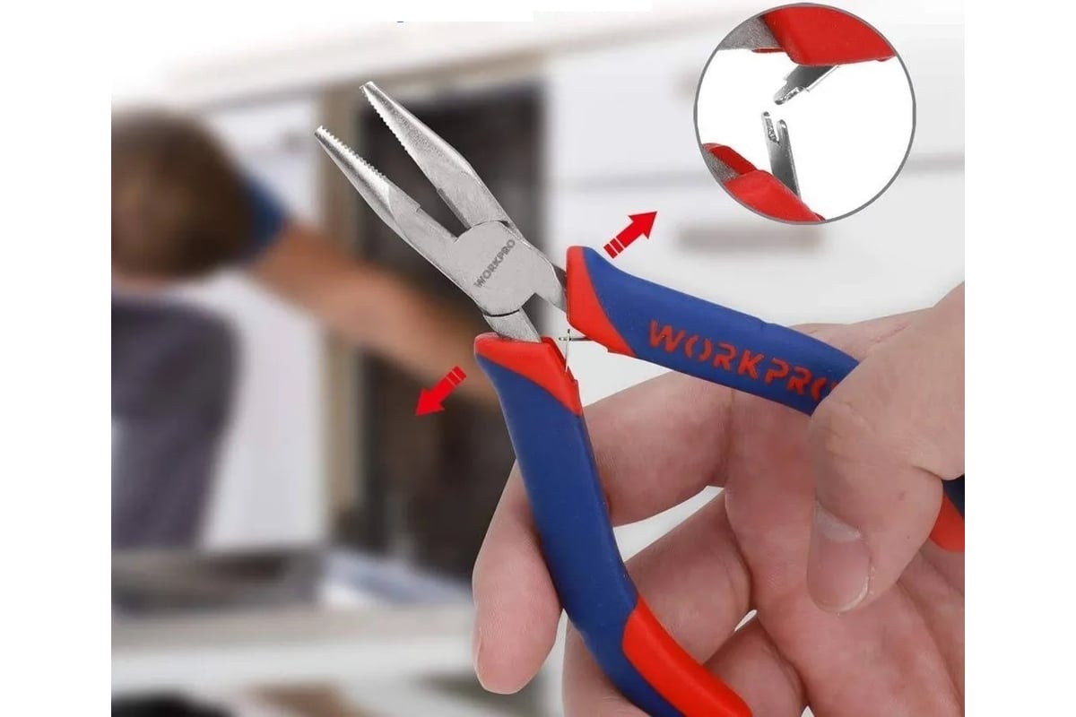 Плоскогубцы Workpro CR-V 110мм с дл.носом WP231095 мини