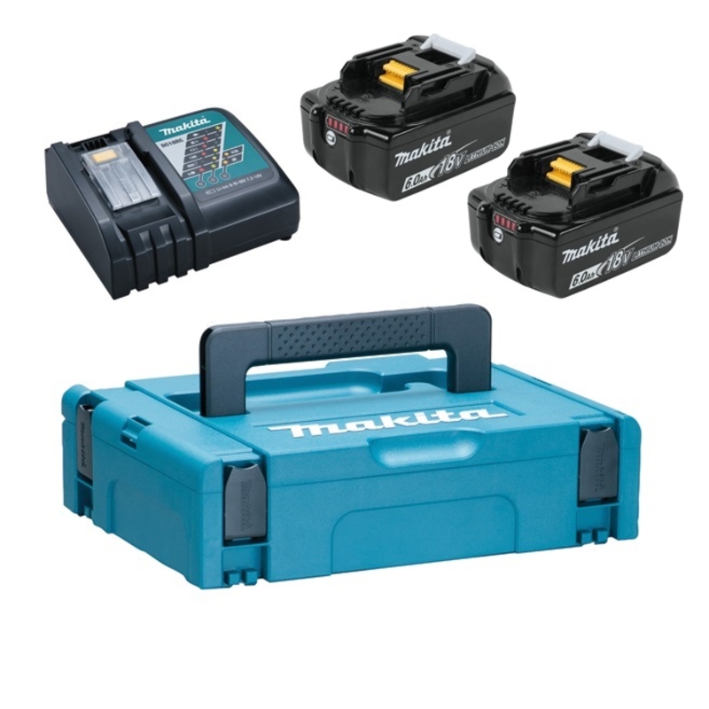 Аккумулятор BL1860B 2шт.+з/у DC18RC+кейс Makpac Makita (PSK MKP1RG182) 198118-0