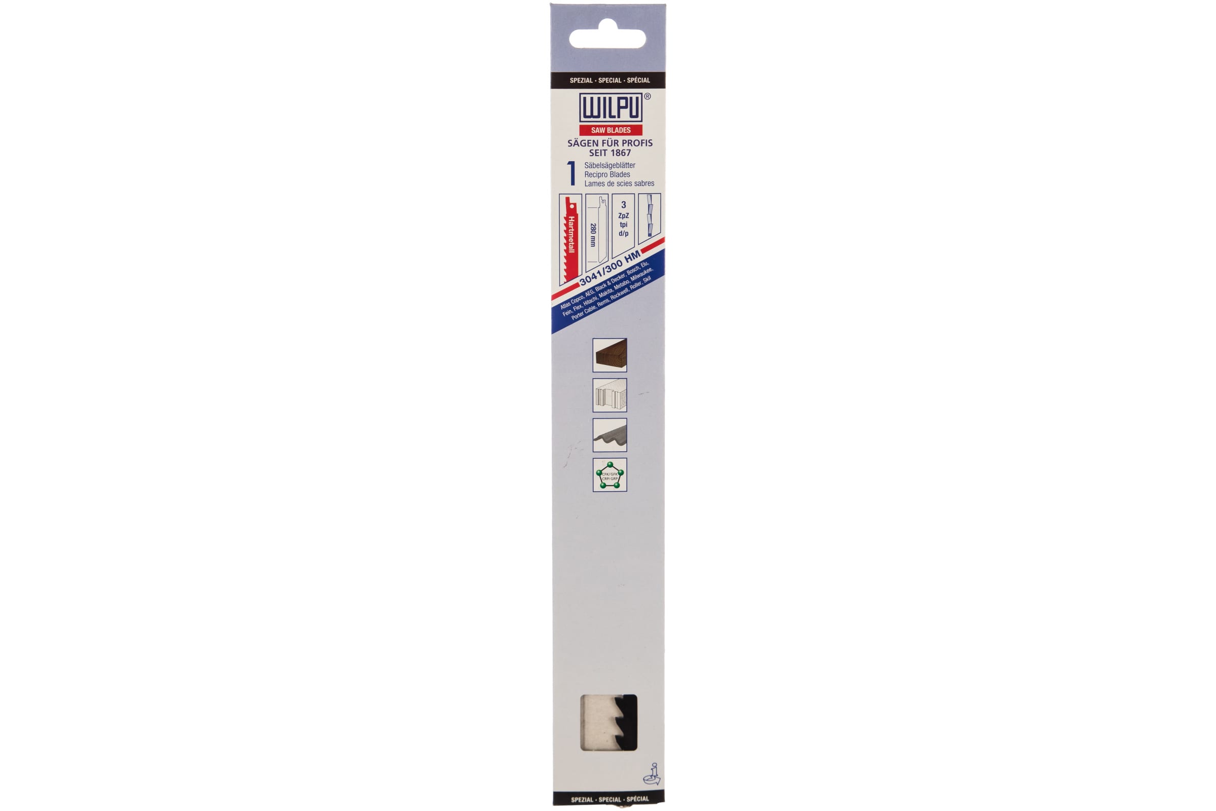 Пилка д/саб.пилы 3041/300/тв сплав.(1 в уп) WILPU 1623000001 дер/пластик