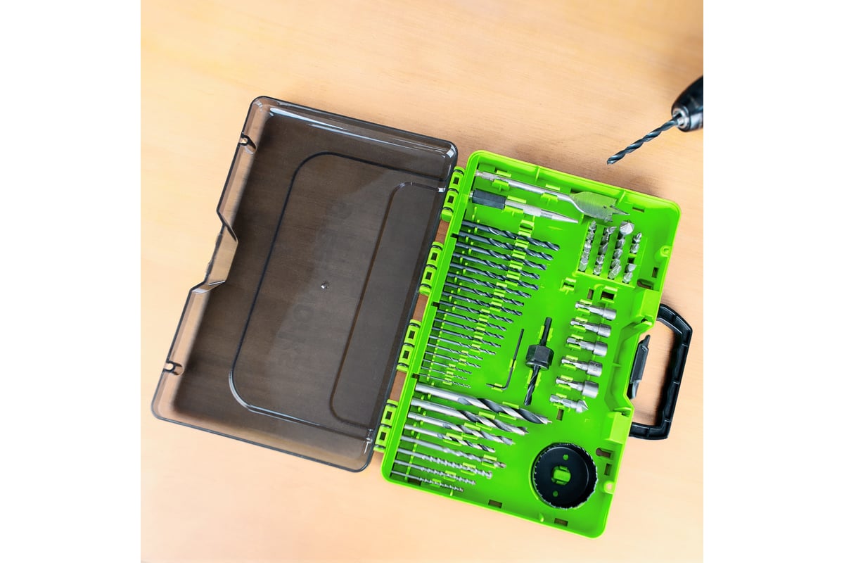 Набор бит, сверл и коронок 60 предм. GreenWorks 2944507