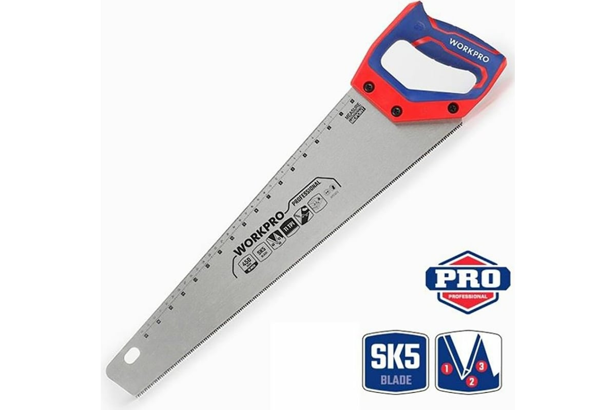 Ножовка WORKPRO 450мм SK5 11TPI  WP215010 (дер)