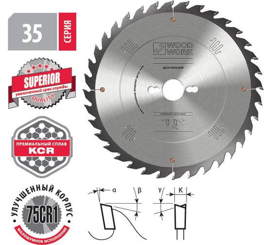 Диск/пил 250х30 3.2/2.2 А18 универс. SUPERIOR Woodwork 35.250.36