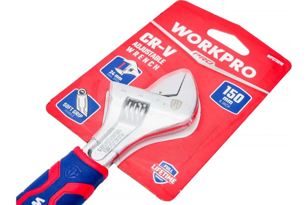 Ключ развод. 150мм 0-24мм PRO CR-V Workpro WP272010