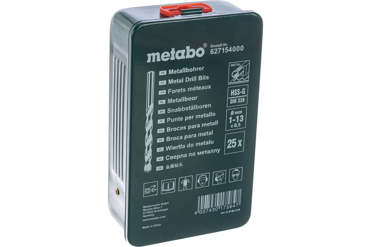 Набор сверл 25шт мет. Metabo 627154000 HSS-G (1-13мм)
