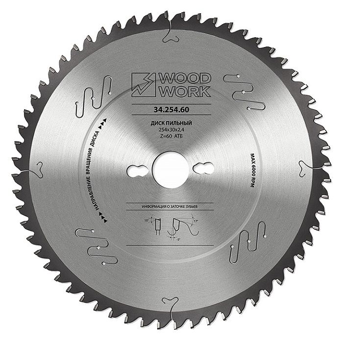 Диск/пил 254х30 2,4/1,8 дер. А5 Woodwork 34.254.60