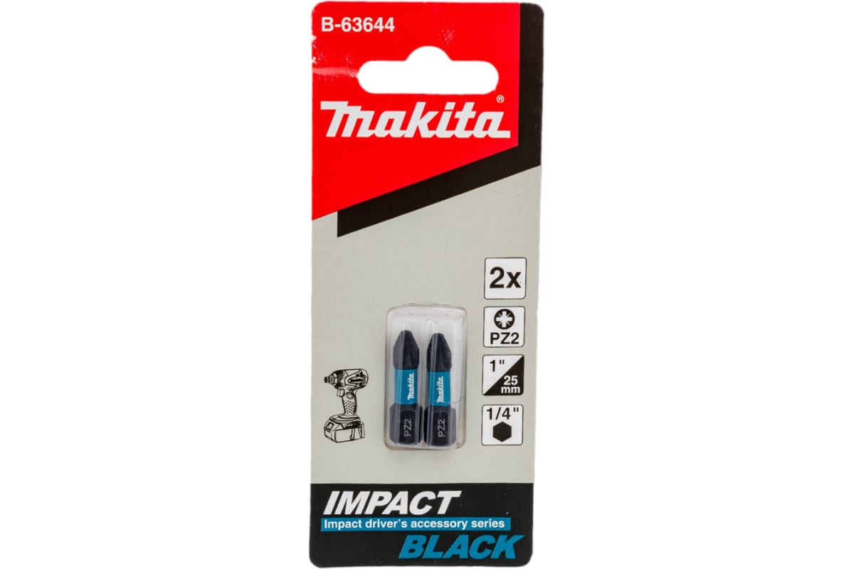 Бит PZ2 25мм Makita 2шт B-63644 (2 в уп)