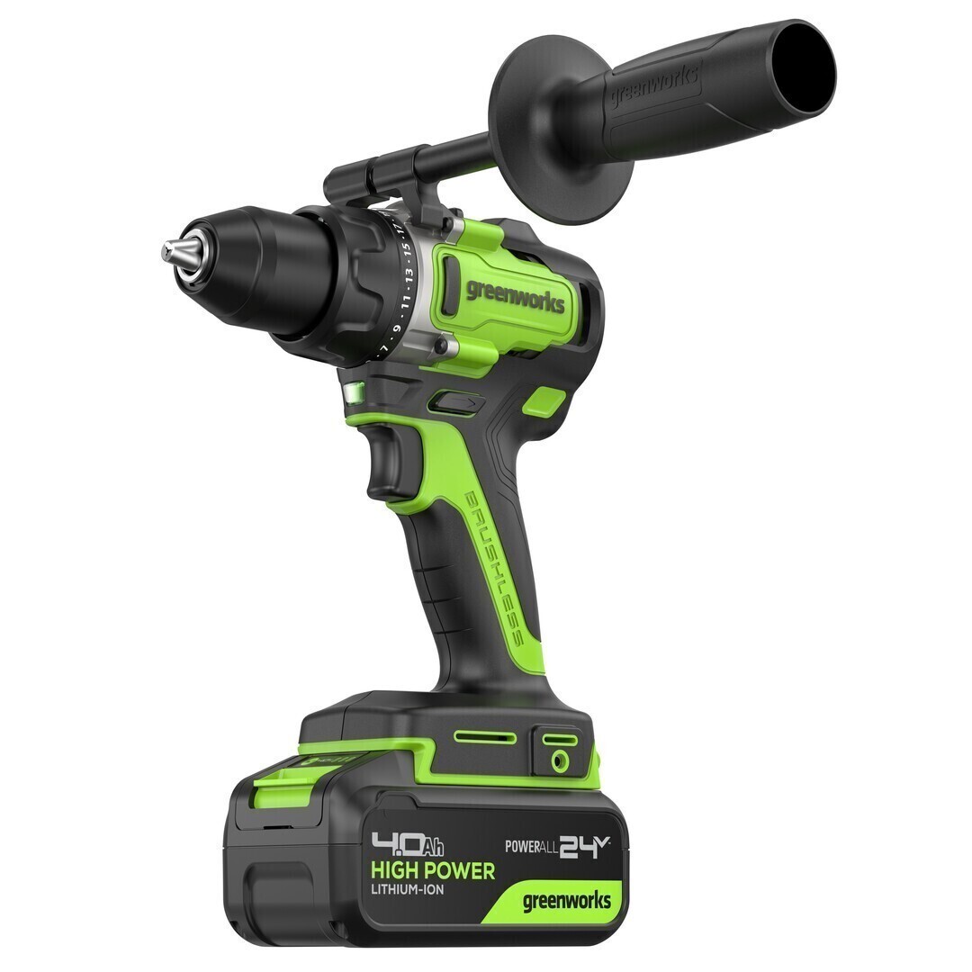 Дрель акк. GreenWorks GD24DD90 24V, 4Ач и З/У бесщеточ. 3707507CUB