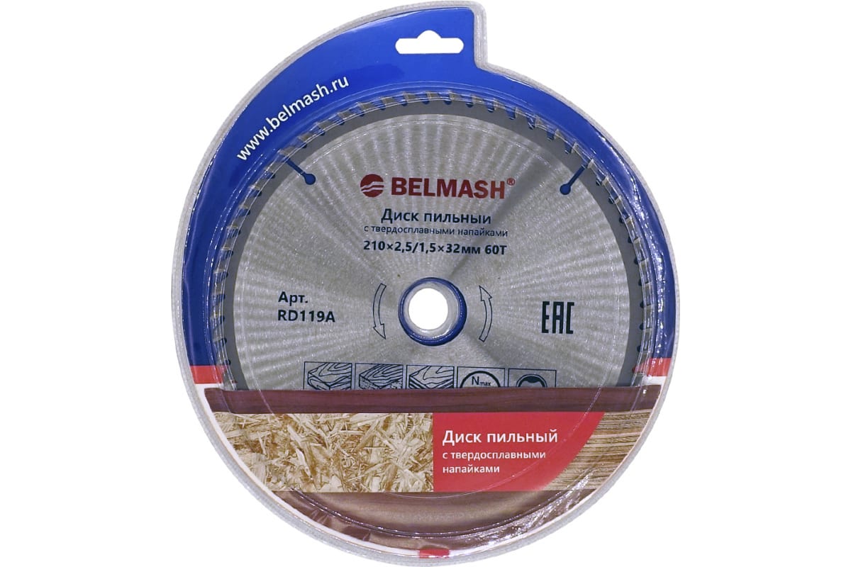 Диск/пил 210х2,5/1,5х32/30 60Т дер. BELMASH RD119A