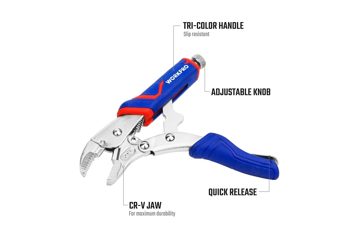 Клещи Workpro CR-V 180мм 7" зажимн. WP231073