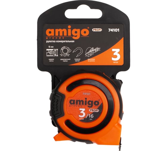 Рулетка  3м/16мм Grande Amigo 74104