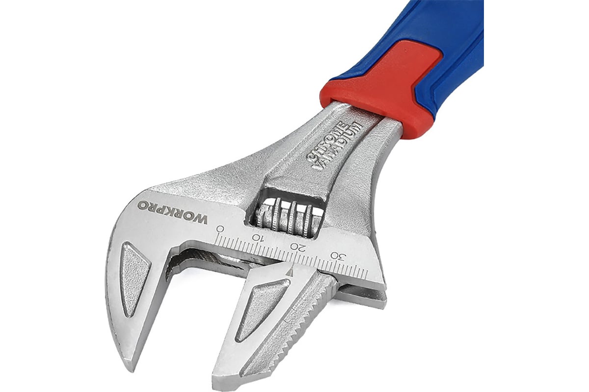 Ключ развод. 200мм 0-38мм 2-В-1 PRO CR-V Workpro WP272014