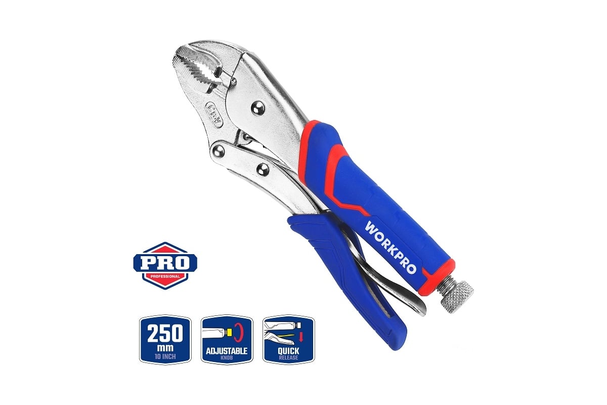 Клещи Workpro CR-V 250мм 10" зажимн. WP231074