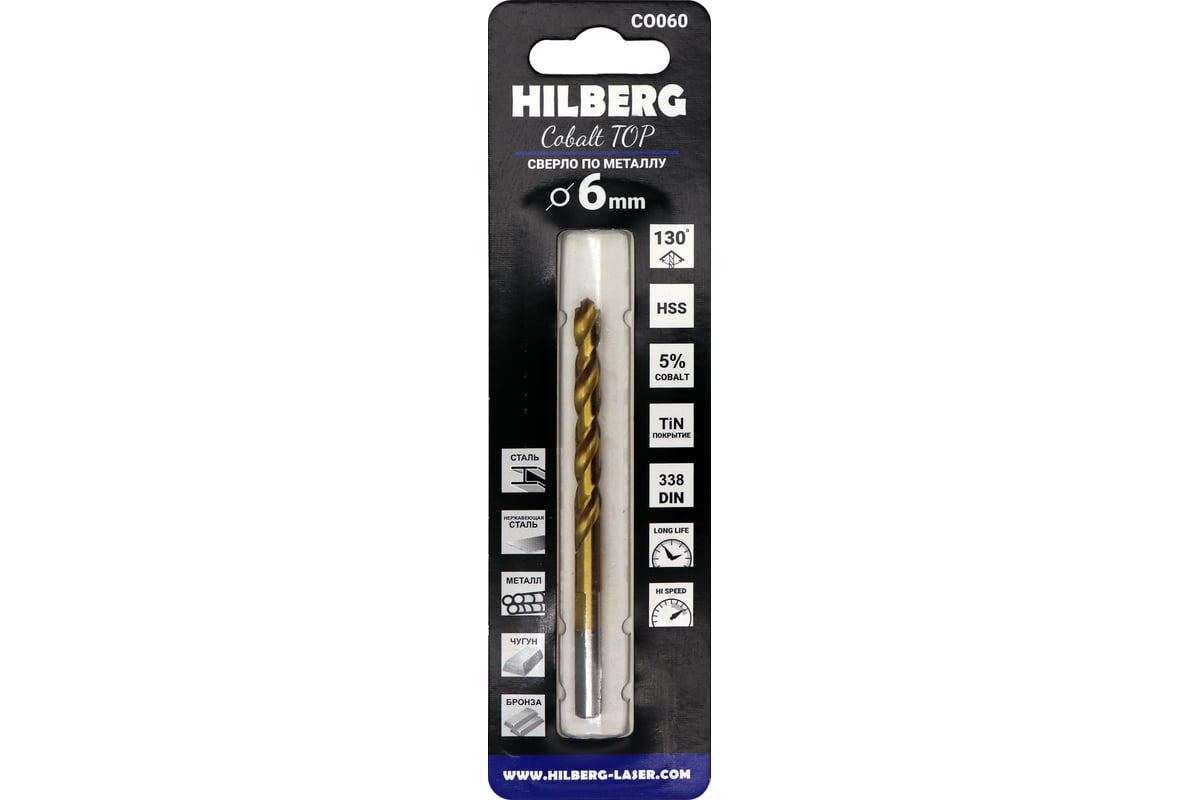 Сверло мет.  6,0х57х93 Hilberg CO060