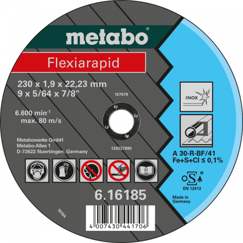 Круг отрез.нерж. 150х1,6  Flexrapid Metabo 616183000