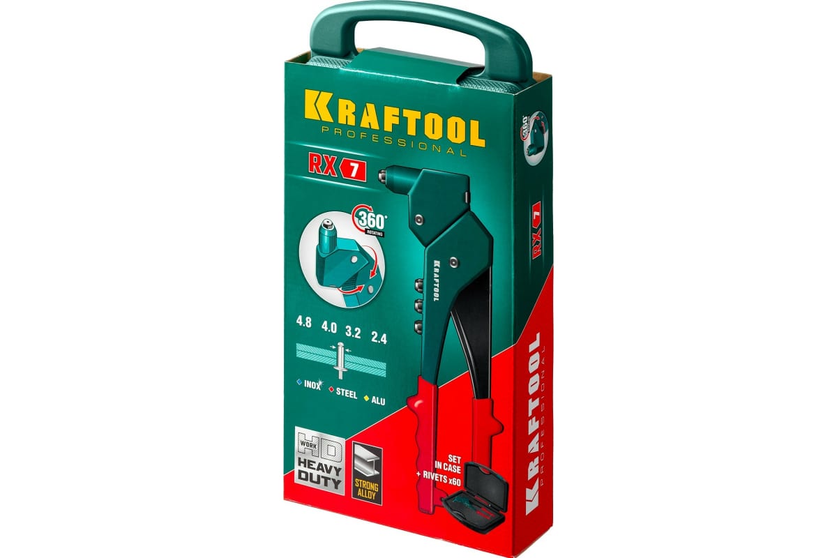Заклепочник KRAFTOOL поворотн. RX-7 360 в кейсе  31176-H6_z01
