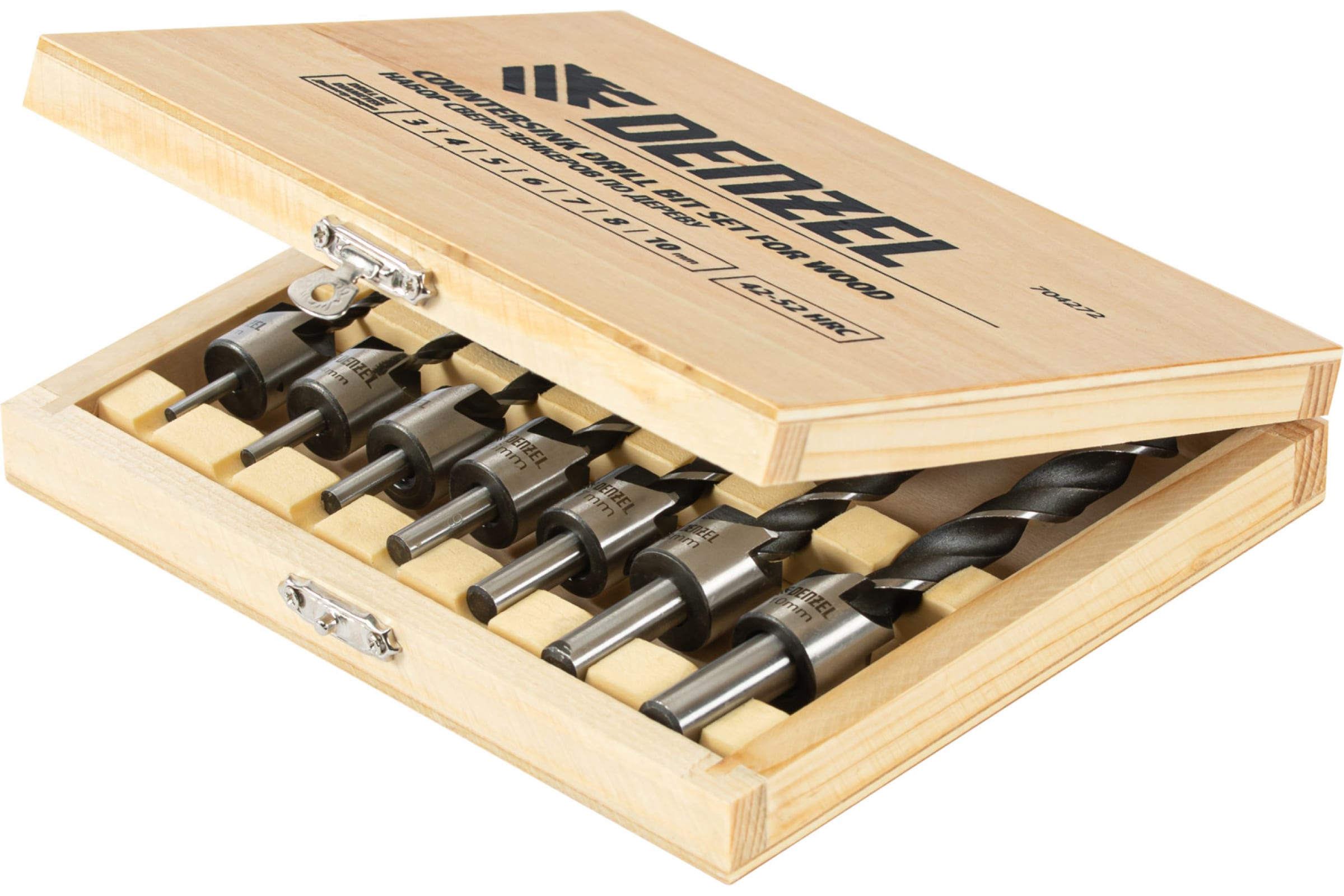 Набор зенкеров по дереву 3-10мм 7шт Denzel 704272