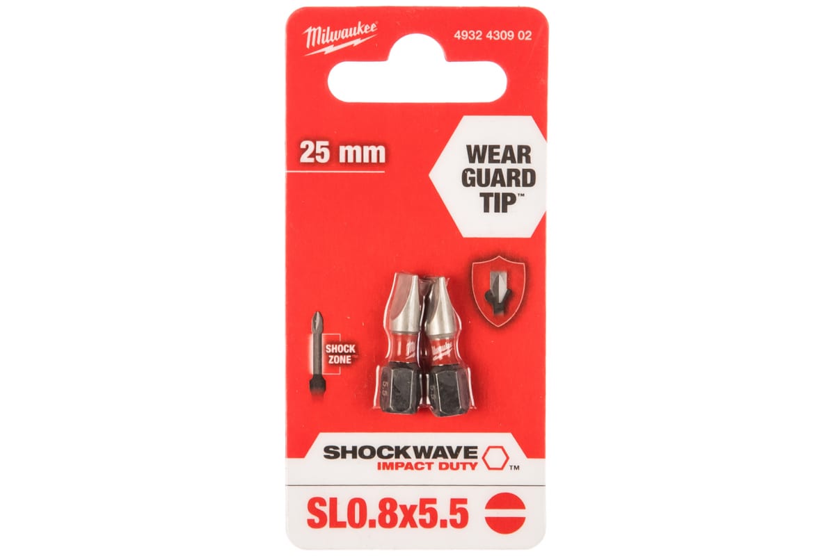 Бит SL0.8х5,5 25 мм 1шт SHOCKWAVE Milwaukee 4932430902