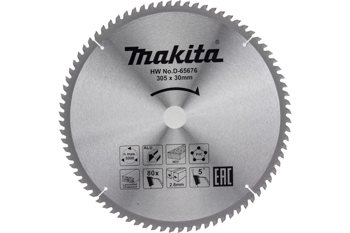 Диск/пил 305х30х2.8/2 80Т (ал/дер/пл) Makita D-65676