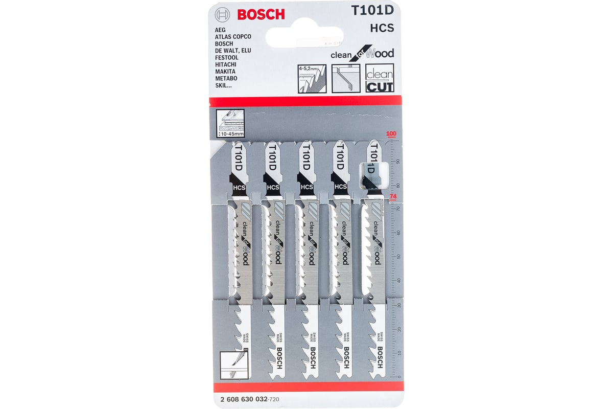 Пилка д/лобз. T101 D Clean for Wood BOSCH 2608630032