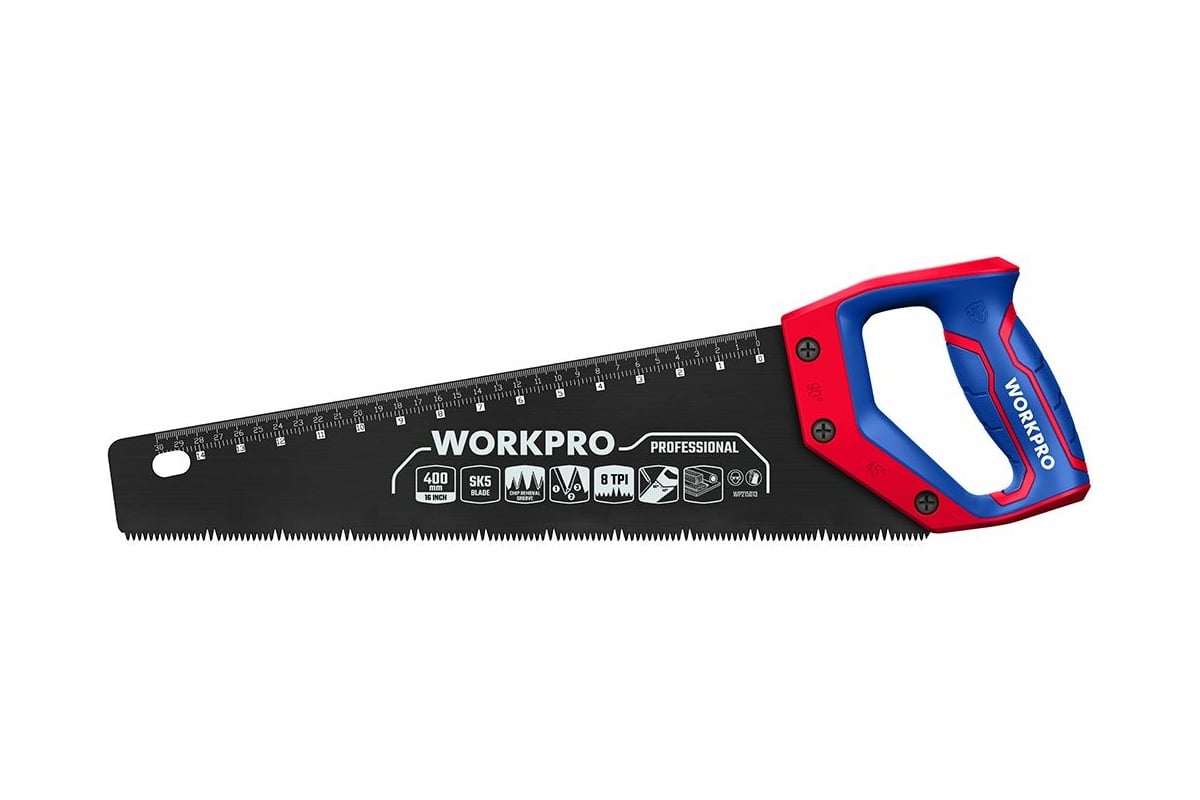Ножовка WORKPRO 400мм SK5 7TPI тефлон/покрыт. WP215013 (дер)
