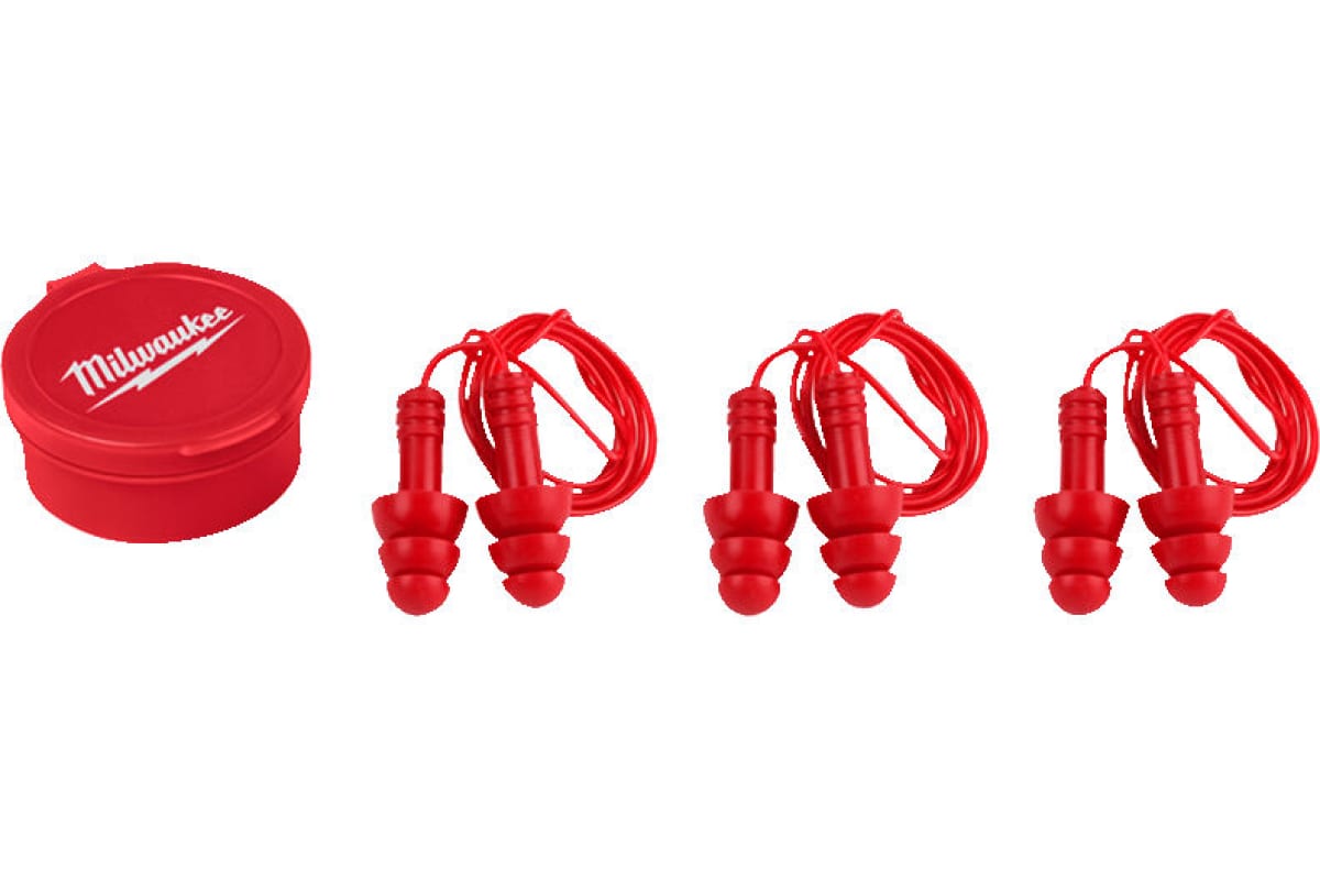 Беруши многоразовые на шнурке 3 пары Milwaukee 4932471904