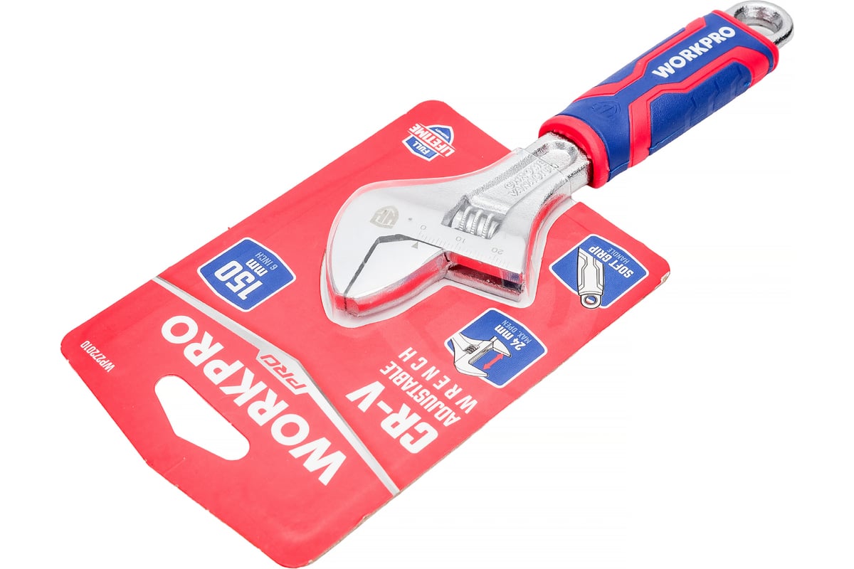 Ключ развод. 150мм 0-24мм PRO CR-V Workpro WP272010