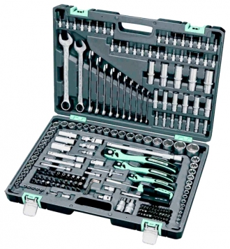 Набор инструмента 1/4" 3/8" 1/2" Cr-V S2 усиленный кейс 216 предм. STELS 14115